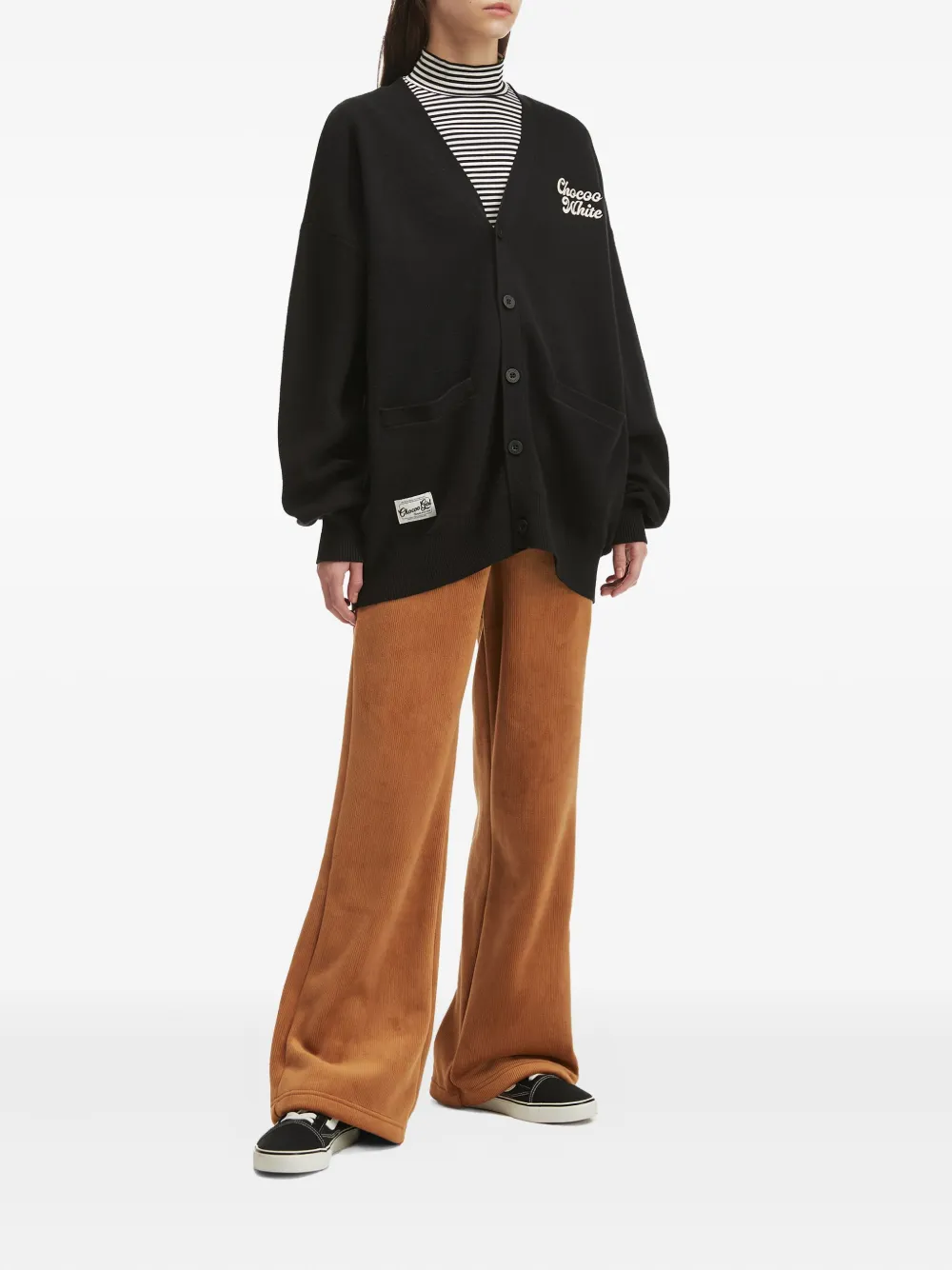 Chocoolate Bear-embroidered Cardigan In Black