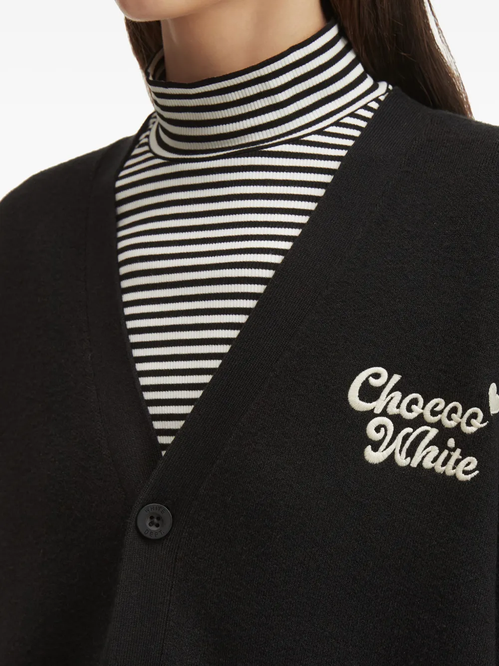 Chocoolate Bear-embroidered Cardigan In Black