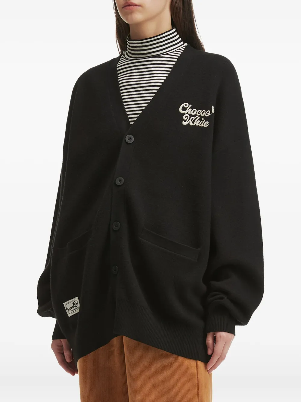 Chocoolate Bear-embroidered Cardigan In Black
