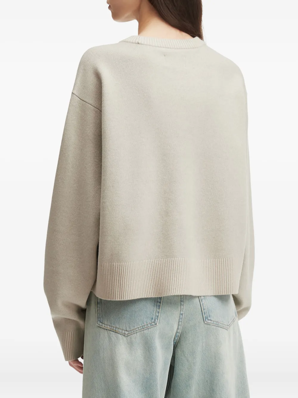 Izzue Teddy-detail Crew-neck Sweater In Gray