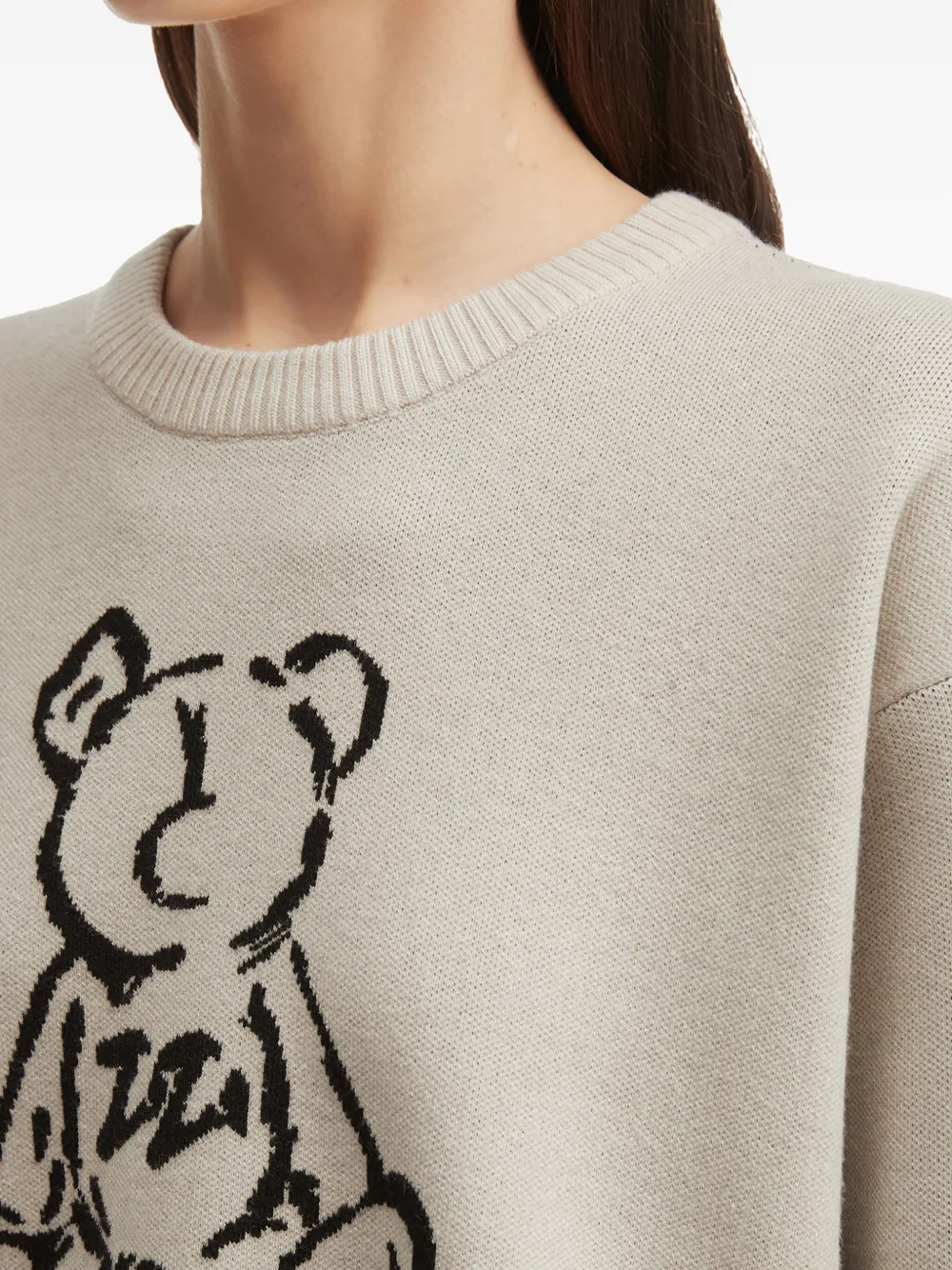 Izzue Teddy-detail Crew-neck Sweater In Gray