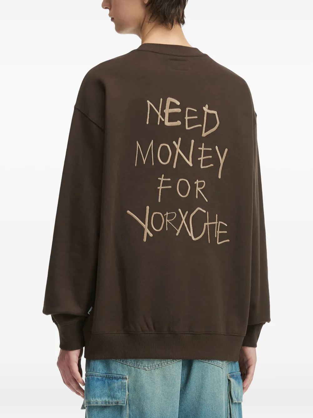Izzue Embroidered-logo Crew Neck Sweatshirt In Brown