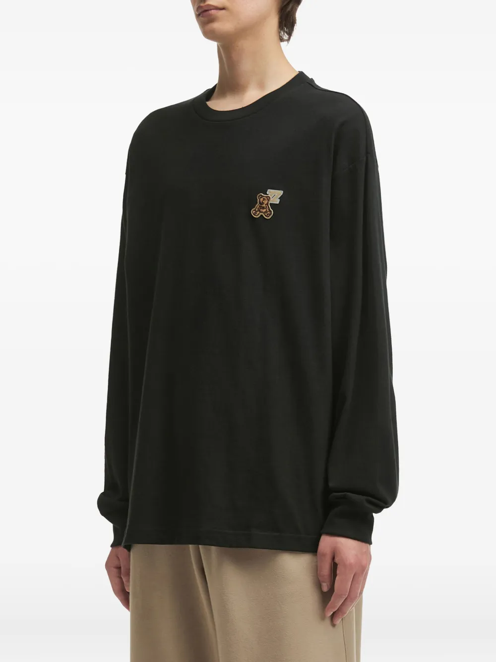 Izzue T-shirt met lange mouwen en beerlogo - Zwart