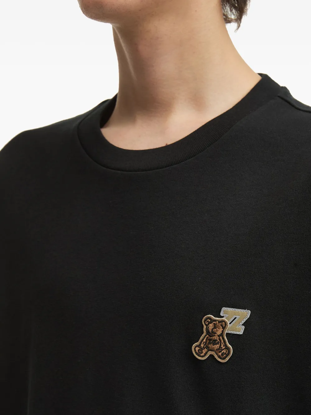 izzue T-shirt met lange mouwen en beerlogo Zwart