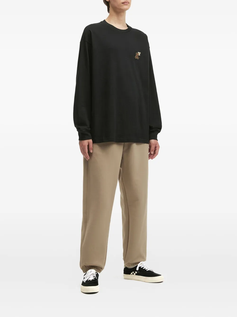 izzue T-shirt met lange mouwen en beerlogo Zwart