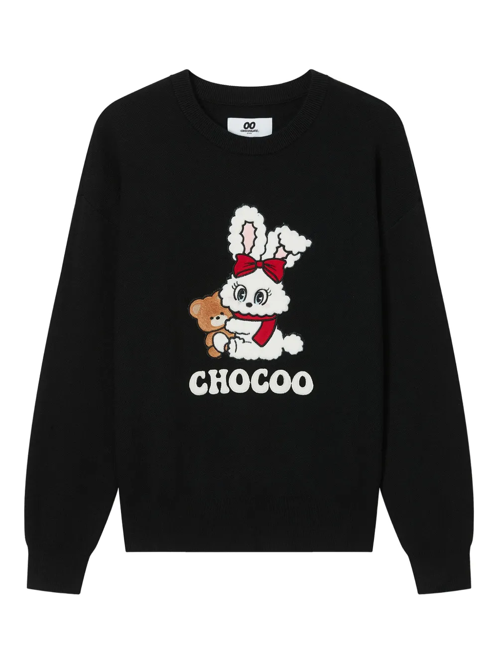 Chocoolate Bunny Teddy Bear-embroidered Sweater In Black