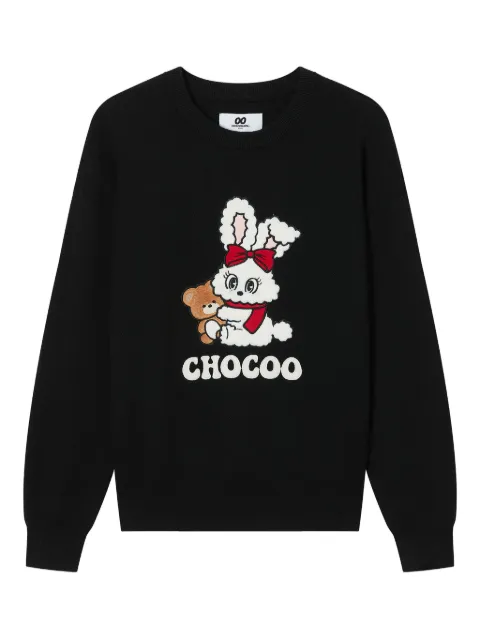 CHOCOOLATE bunny teddy bear-embroidered sweater