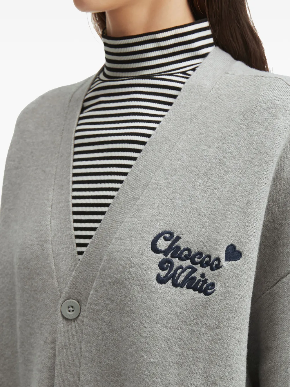 Chocoolate Bear-embroidered Cardigan In Gray