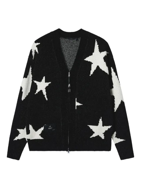 FIVE CM star-pattern zip-front cardigan
