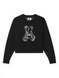 izzue teddy-detail crew-neck sweater - Black