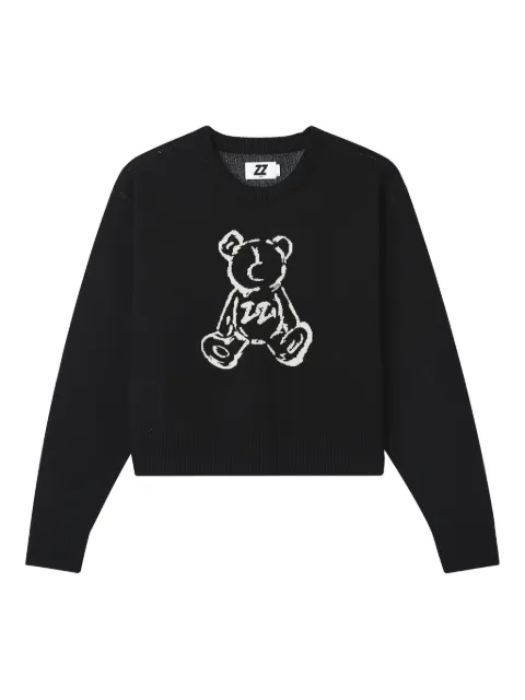 izzue teddy-detail crew-neck sweater