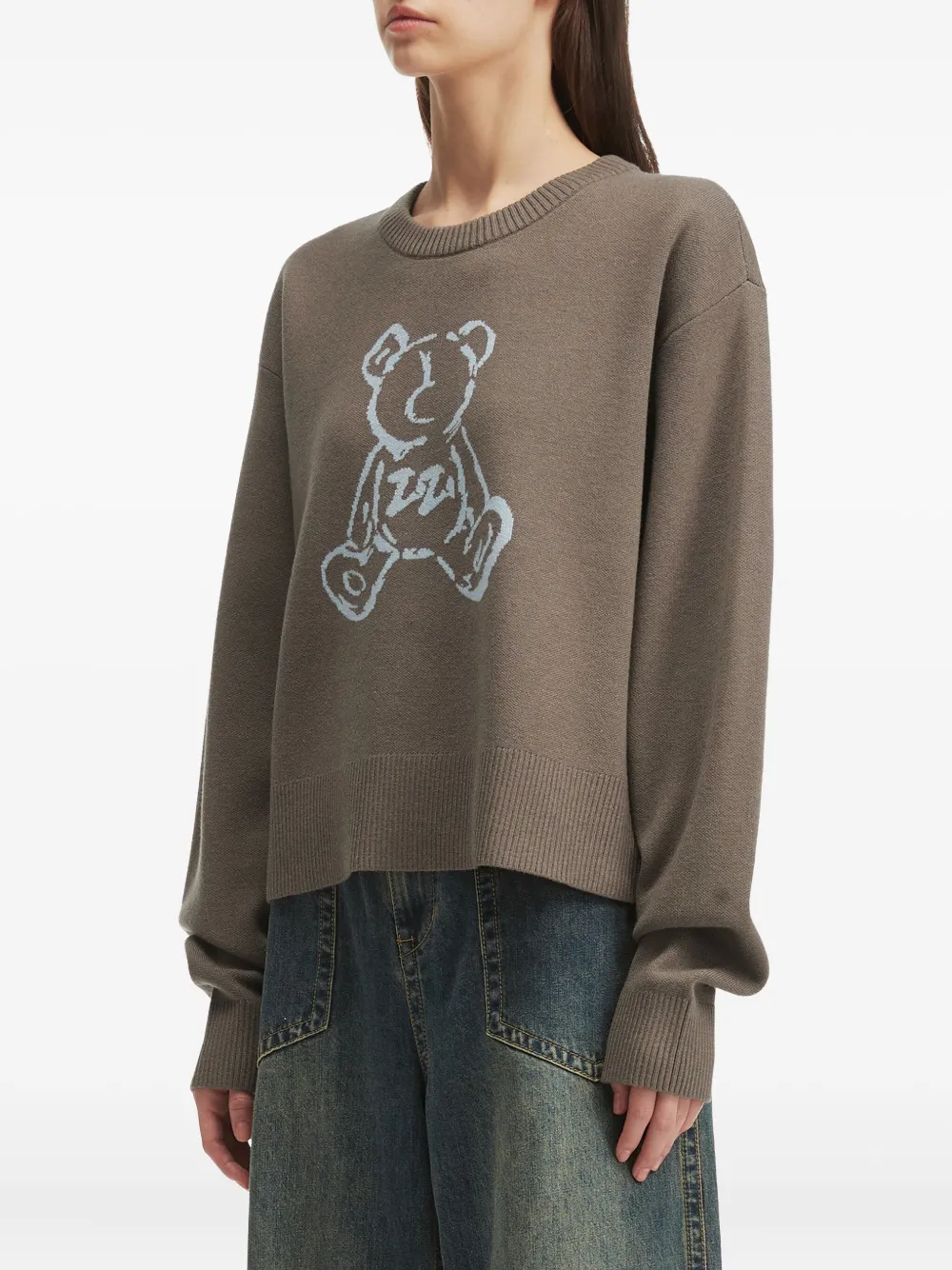 Izzue Teddy-detail Sweater In Green
