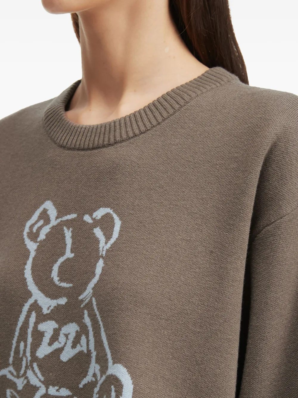 Izzue Teddy-detail Sweater In Green