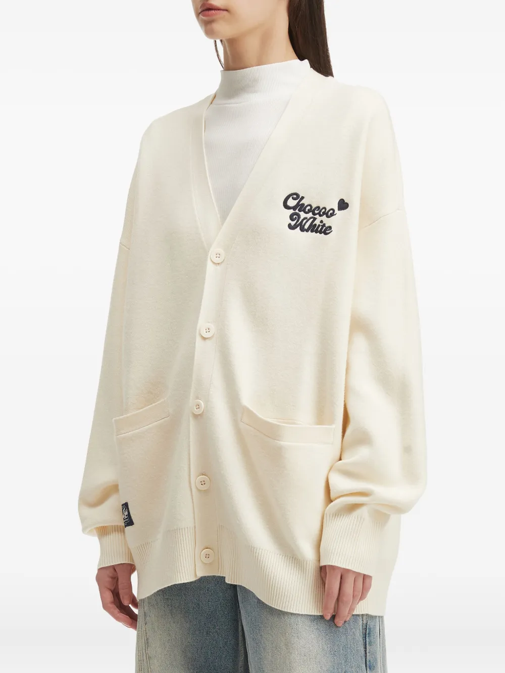 Chocoolate Teddy Bear-embroidered Cardigan In Neutral
