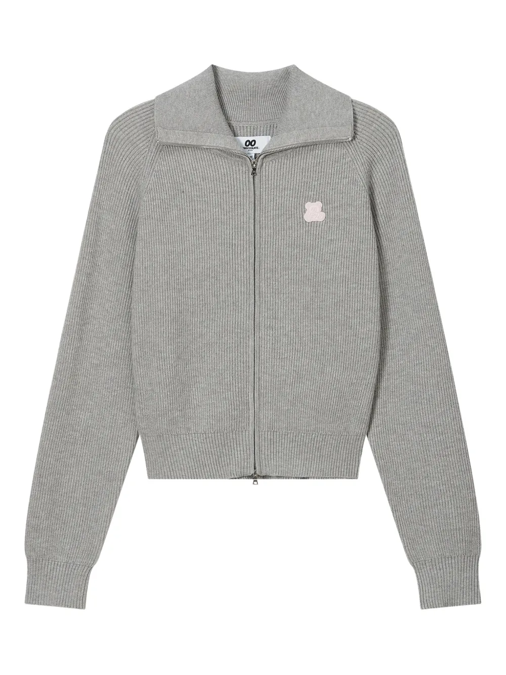 Chocoolate Ribbed Zip-up Cardigan In Gray