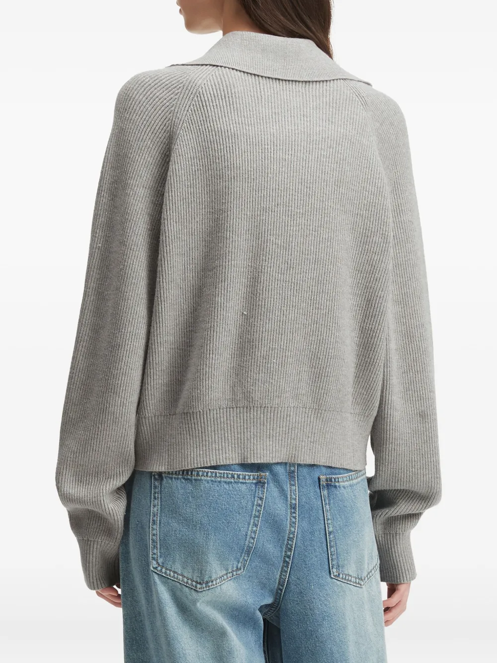 Chocoolate Ribbed Zip-up Cardigan In Gray