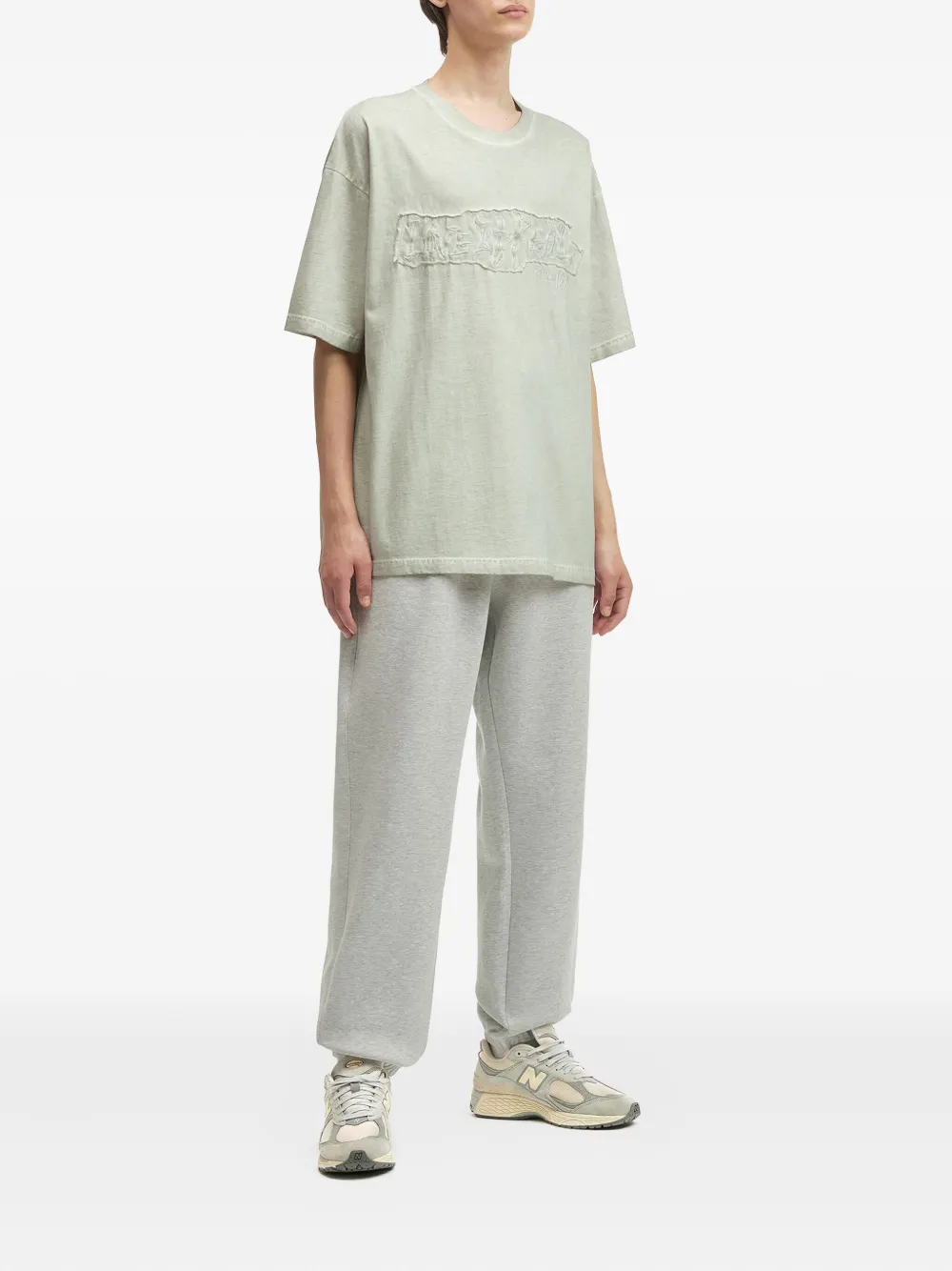 Izzue T-shirt met logo-reliëf - Groen