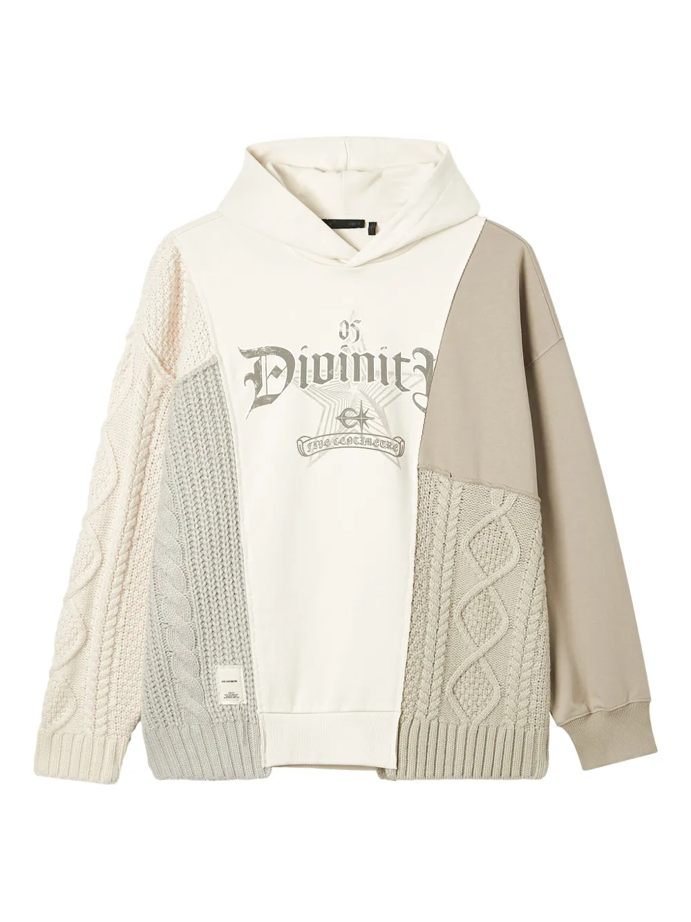 FIVE CM cable-knit patchwork hoodie | Neutrals | Image 1