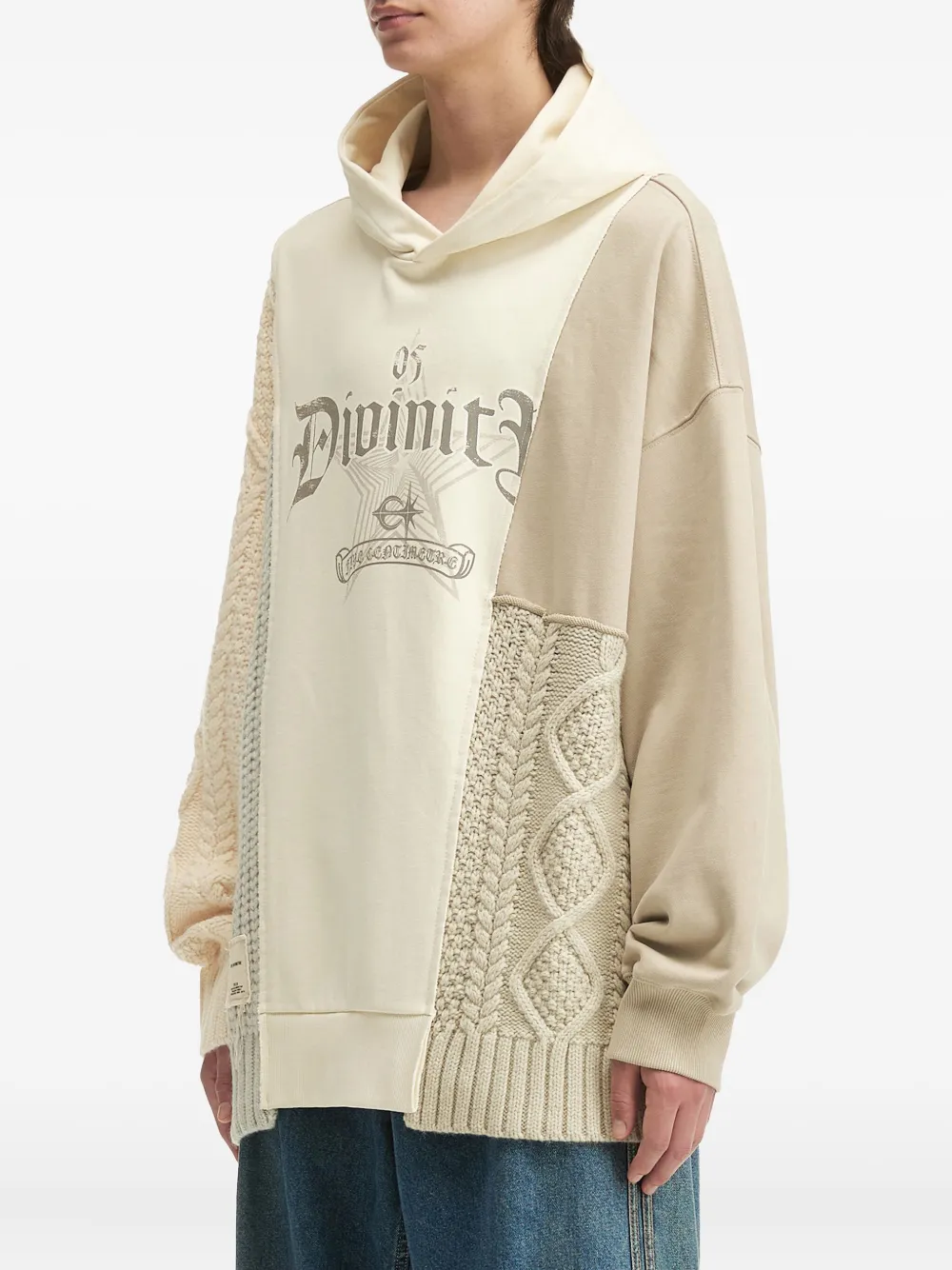 FIVE CM Hoodie met patchwork Beige