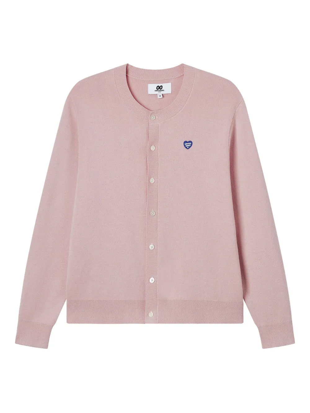 Chocoolate Heart-embroidered Cotton Cardigan In Pink