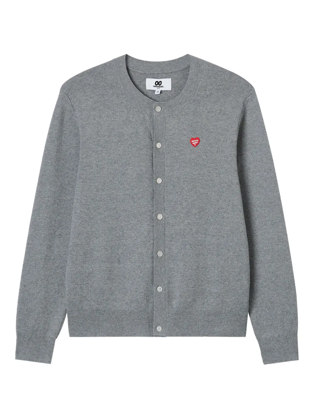 Chocoolate Heart-embroidered Cotton Cardigan In Gray