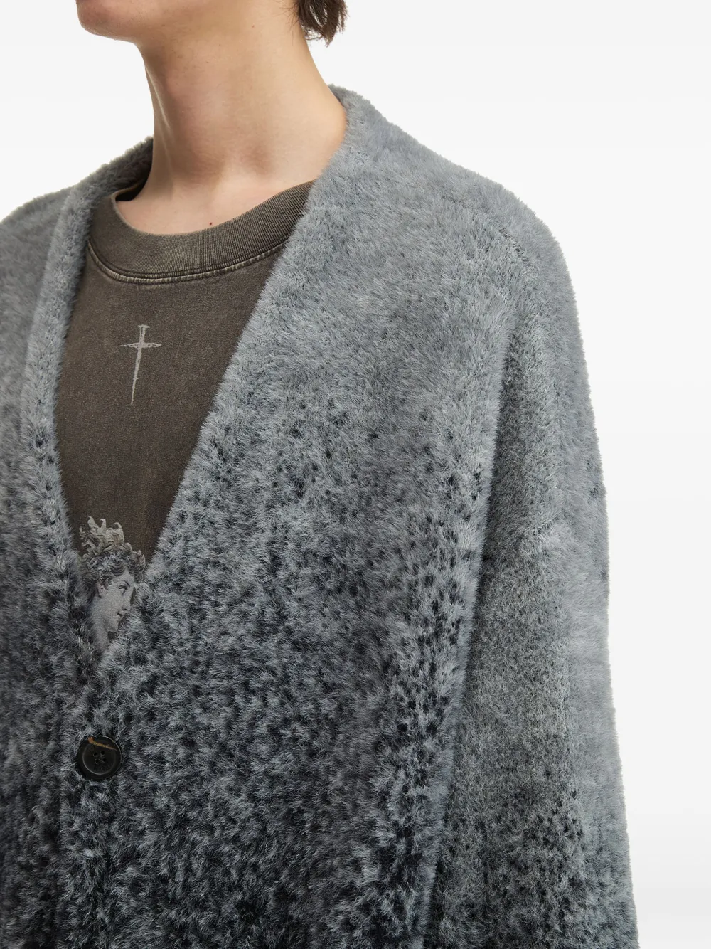 Five Cm Ombre-effect Buttoned Cardigan In Gray