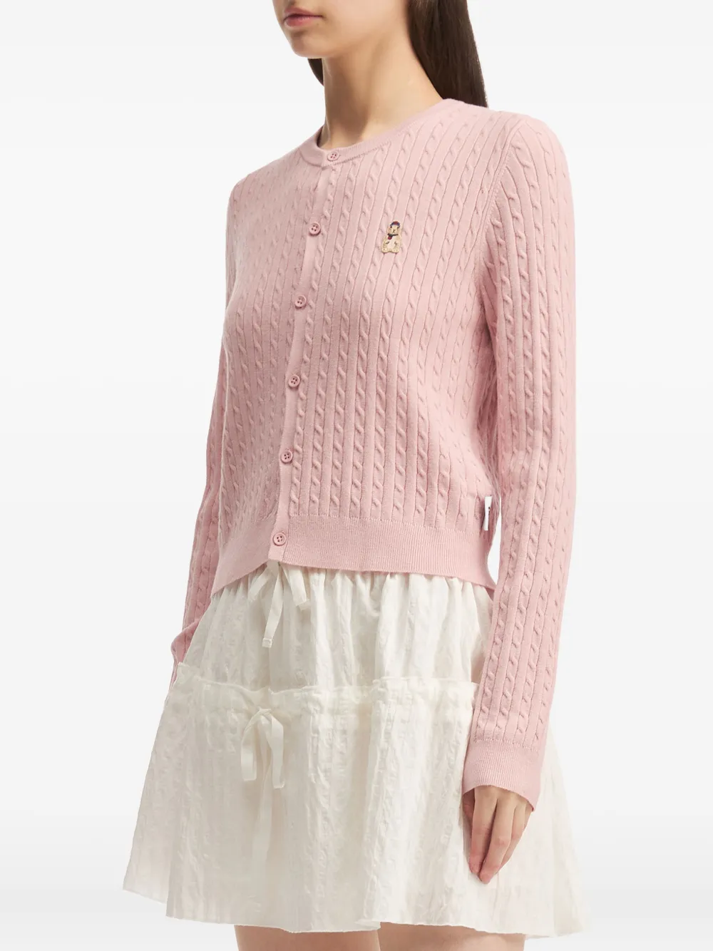 Chocoolate Cable-knit Cardigan (set Of Two) In Pink
