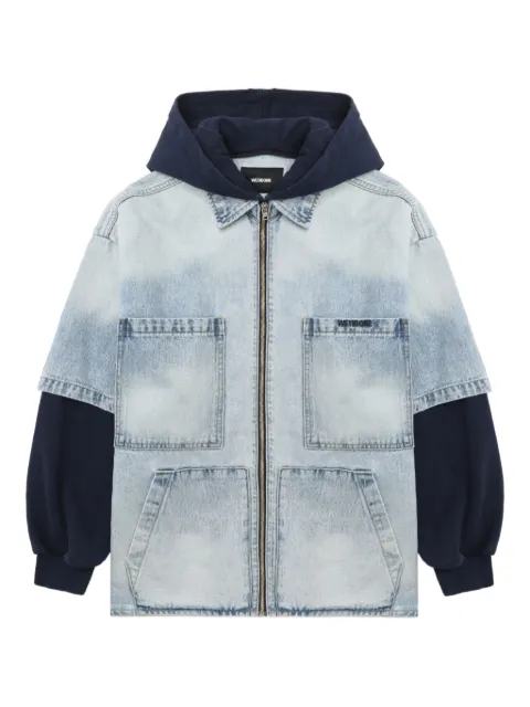 We11done zip-up hooded denim jacket