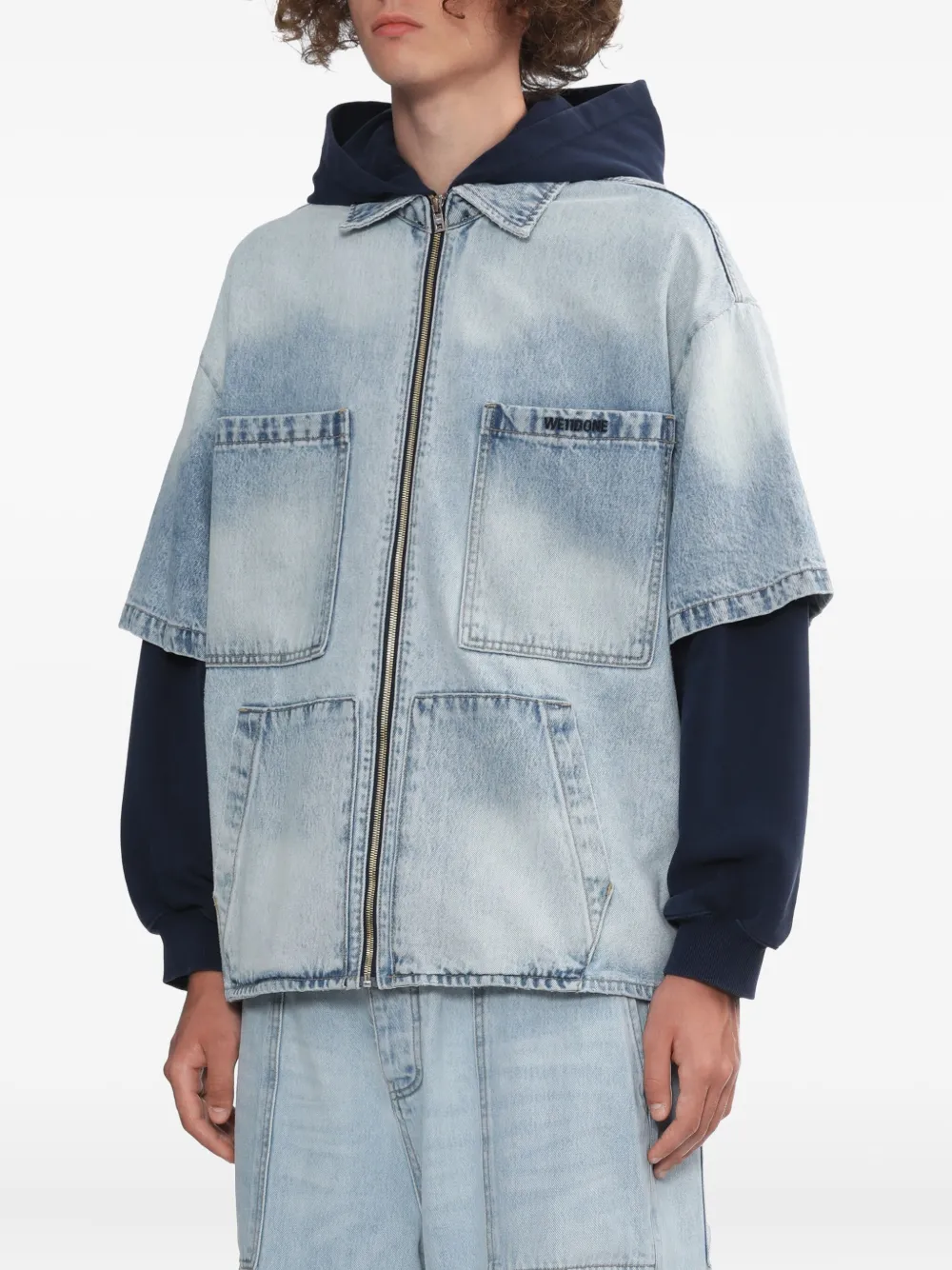 We11done Denim jack Blauw