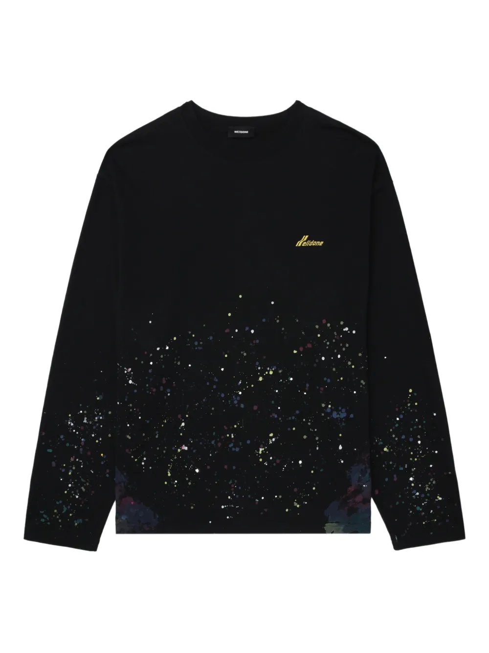 We11done paint-splatter long-sleeved T-shirt Zwart