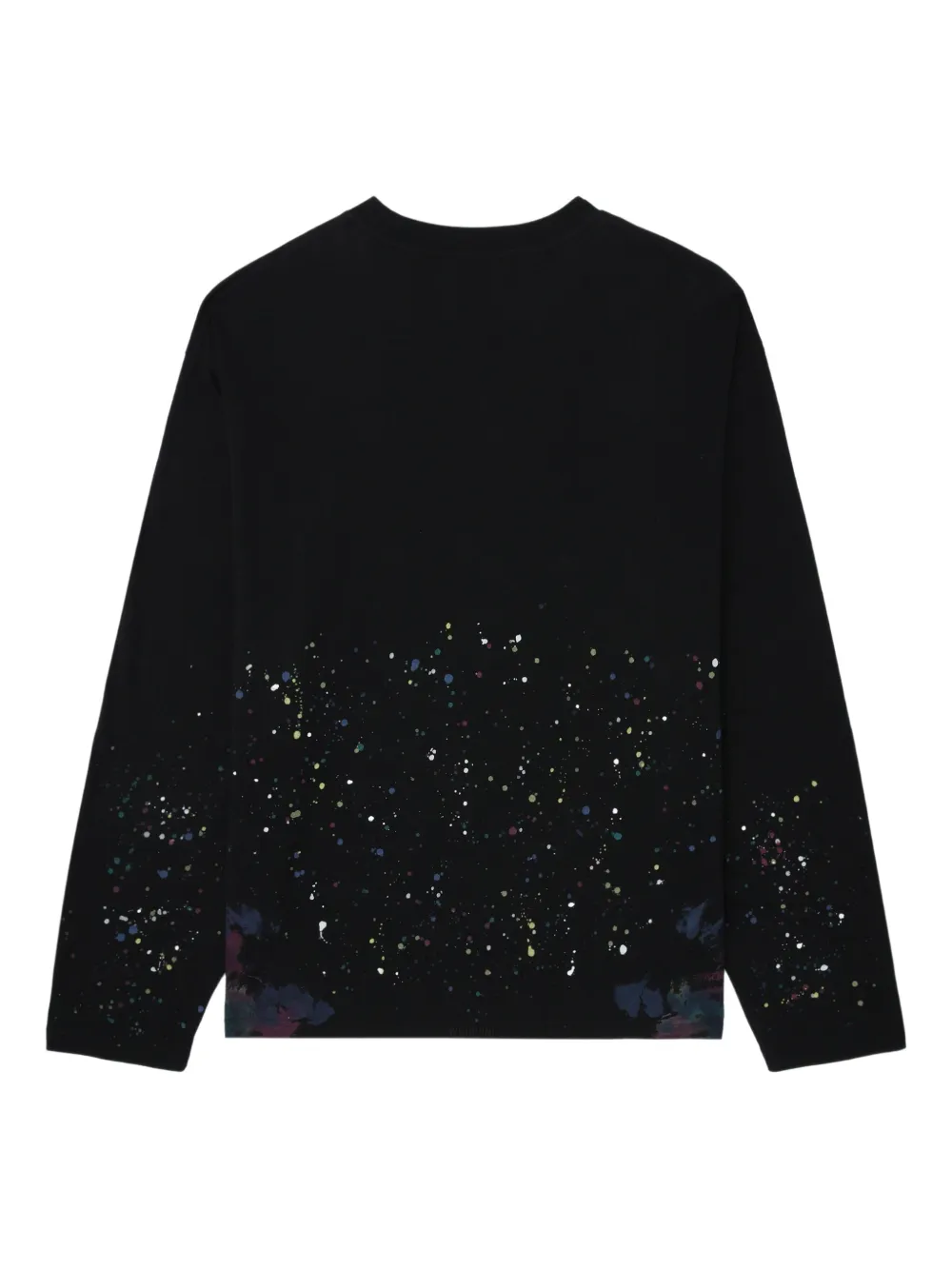 We11done T-shirt met verfspetters en lange mouwen Zwart