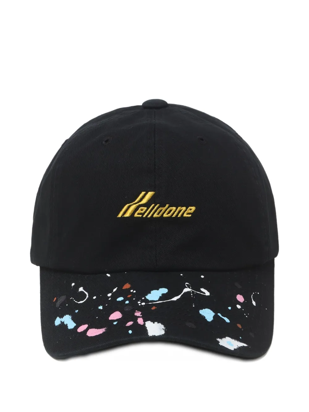 We11done paint-splatter baseball cap hat Zwart