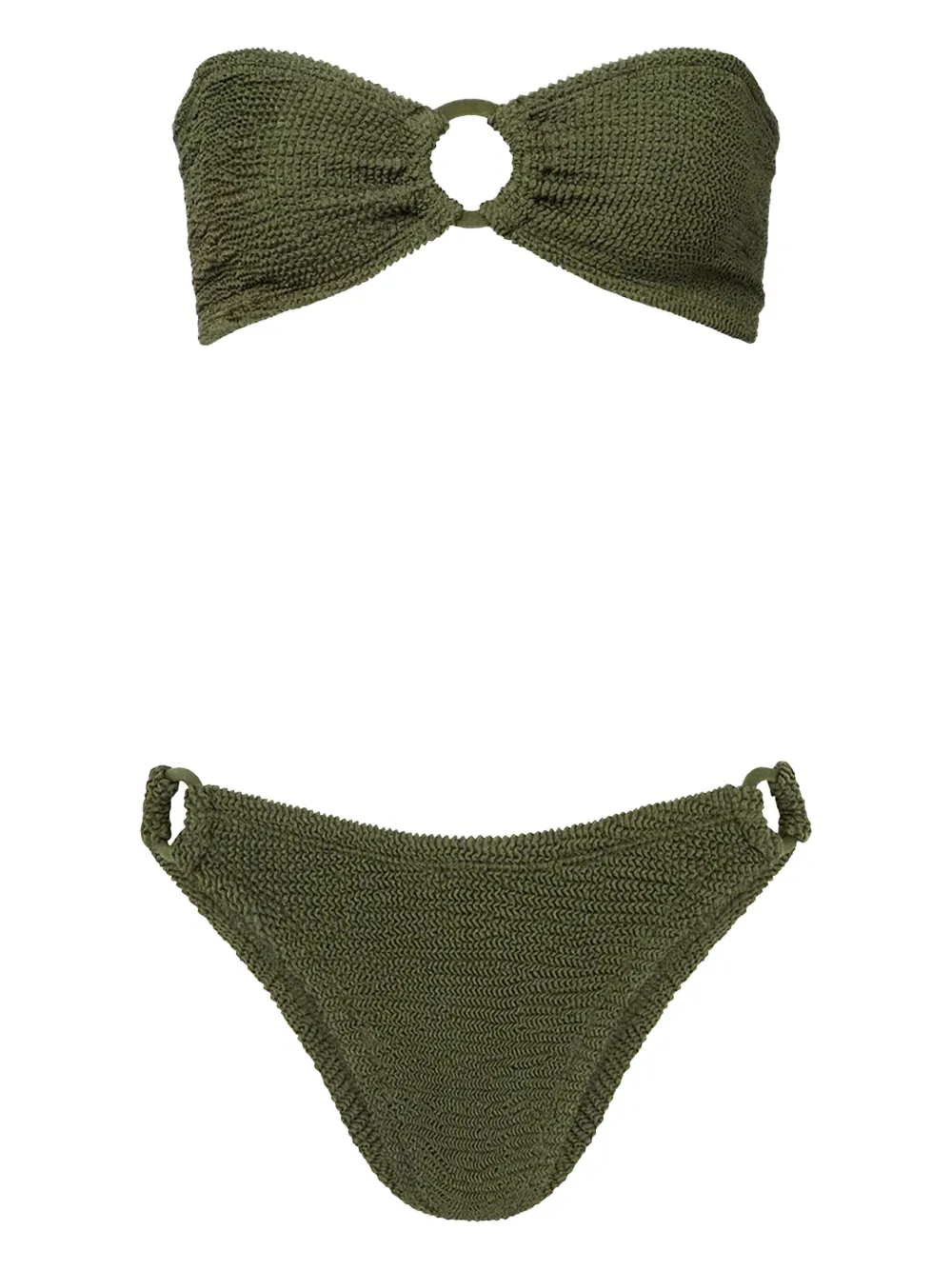 Hunza G Ring-detail Bandeau Bikini In Green