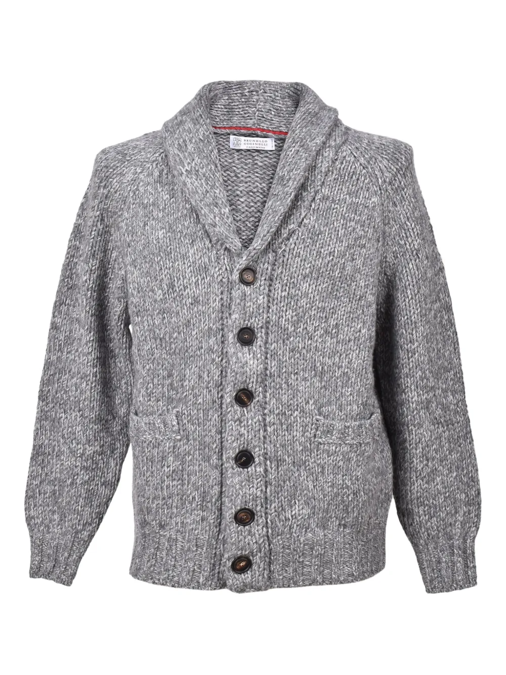 Brunello Cucinelli Shawl-collar Button-up Cardigan In Gray