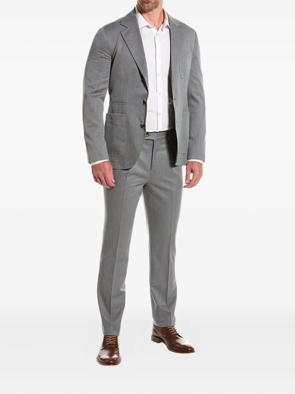Brunello Cucinelli patch-pocket cotton suit | Grey | Image 1