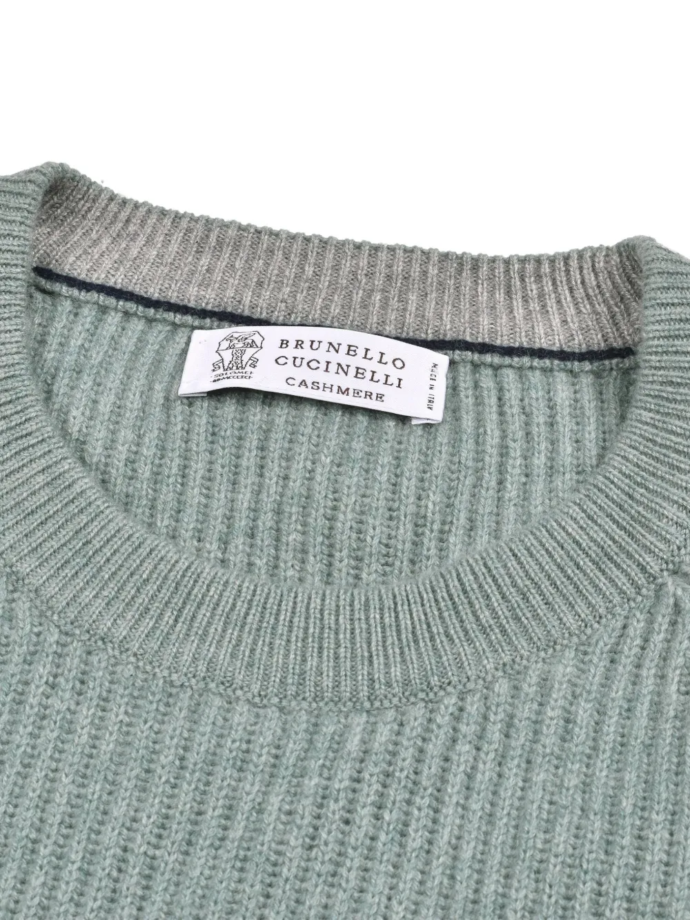 Brunello Cucinelli Geribbelde sweater met ronde hals Groen