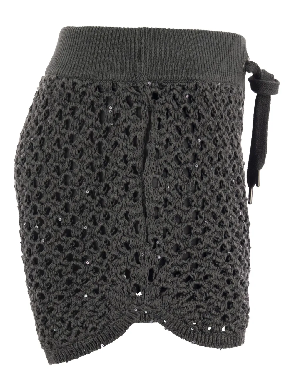 Brunello Cucinelli Sequin-embellished Crochet Short Shorts In Black