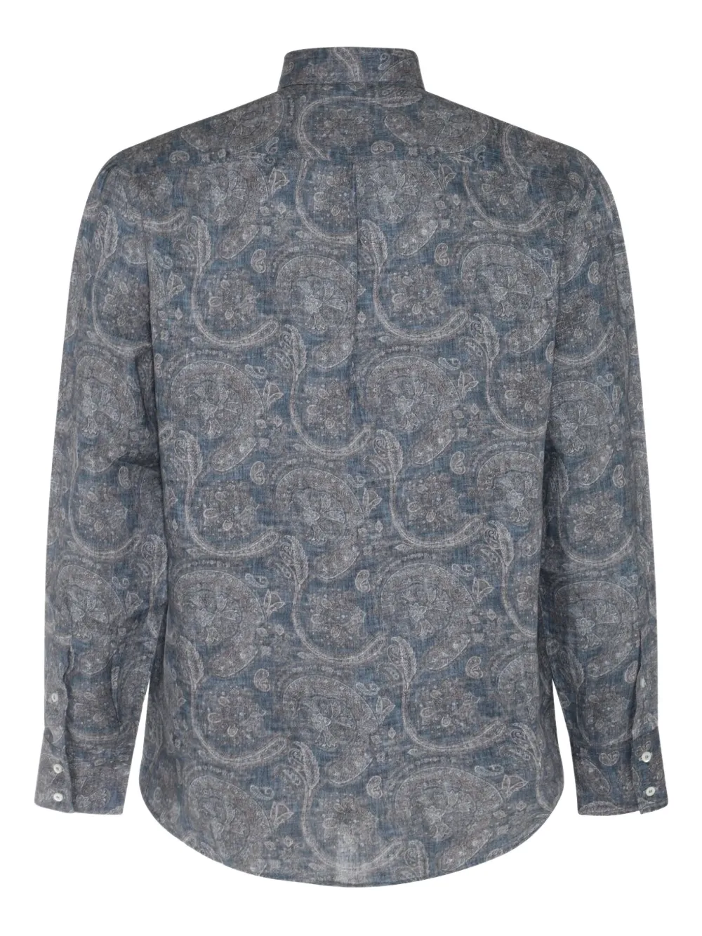Brunello Cucinelli Linnen overhemd met paisley-print - Grijs
