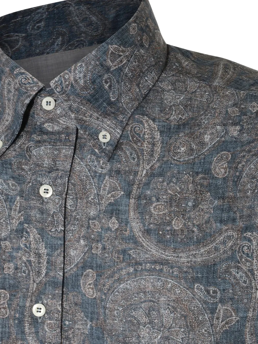 Brunello Cucinelli Linnen overhemd met paisley-print Grijs