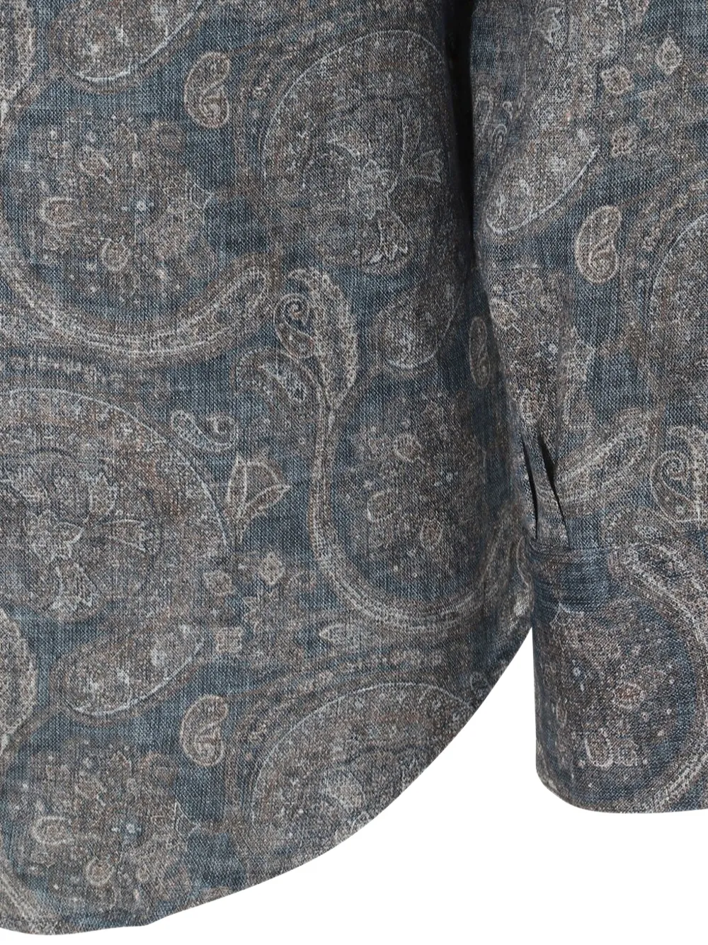 Brunello Cucinelli Linnen overhemd met paisley-print Grijs