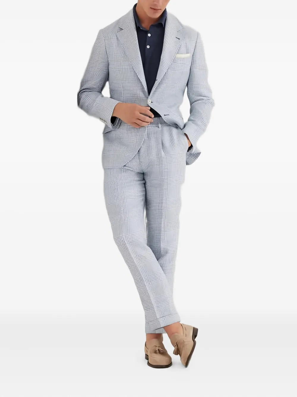 Brunello Cucinelli checked linen suit | Single Breasted Suits | Image 2