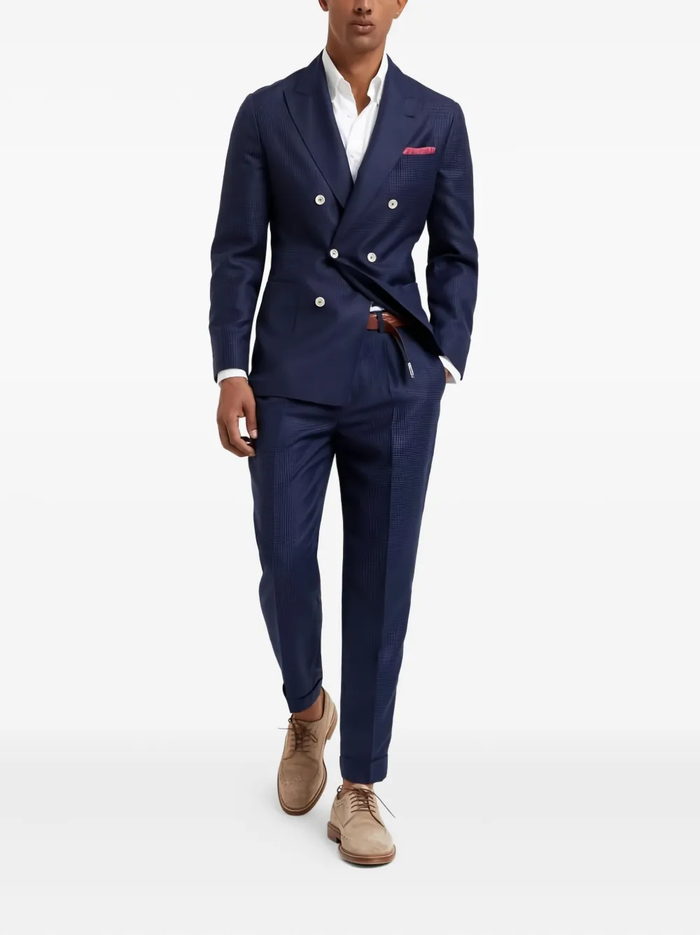 Brunello Cucinelli Double-breasted Linen Suit In Blue