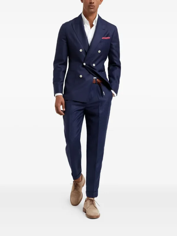 BRUNELLO CUCINELLI☆未使用☆本日限定価格! Brunello Cucinelli double-breasted Linen Suit | Blue | FARFETCH