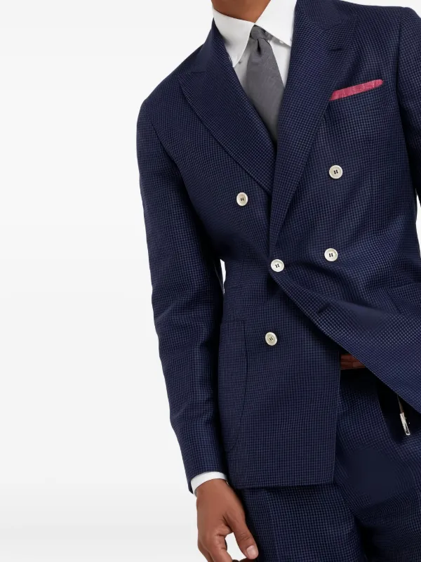 Brunello Cucinelli double-breasted Linen Suit | Blue | FARFETCH