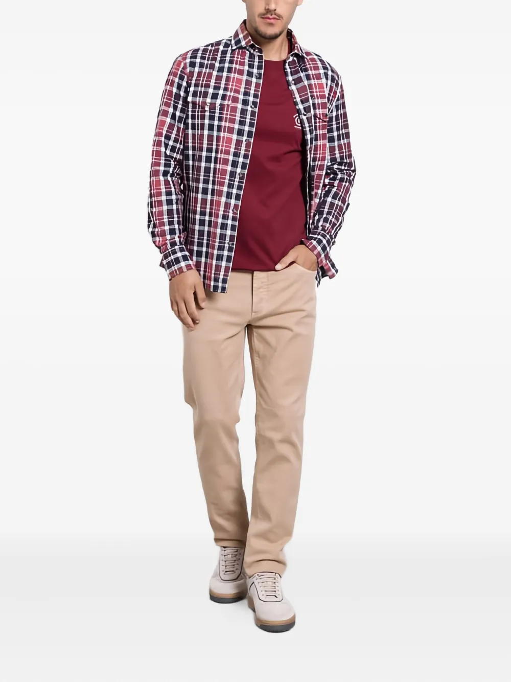 Brunello Cucinelli Geruit overhemd - Rood