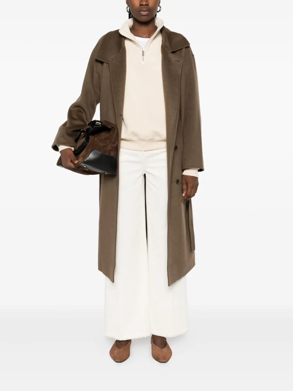  Via Masini 80 Frayed-hem Flared Trousers - Neutrals 