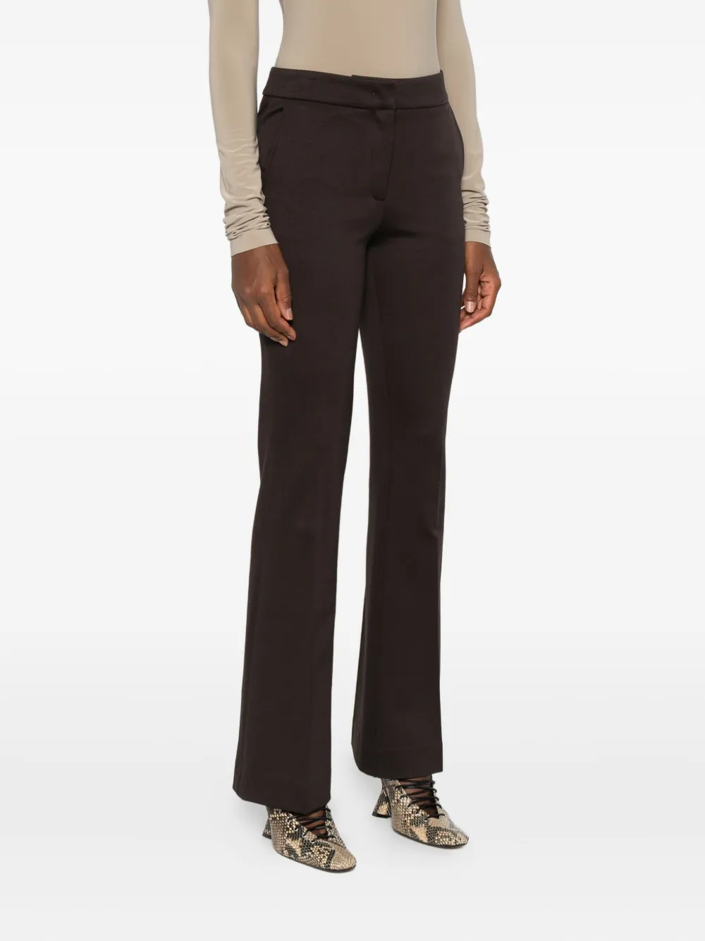 Via Masini 80 Side-pocket Straight-hem Trousers In Brown
