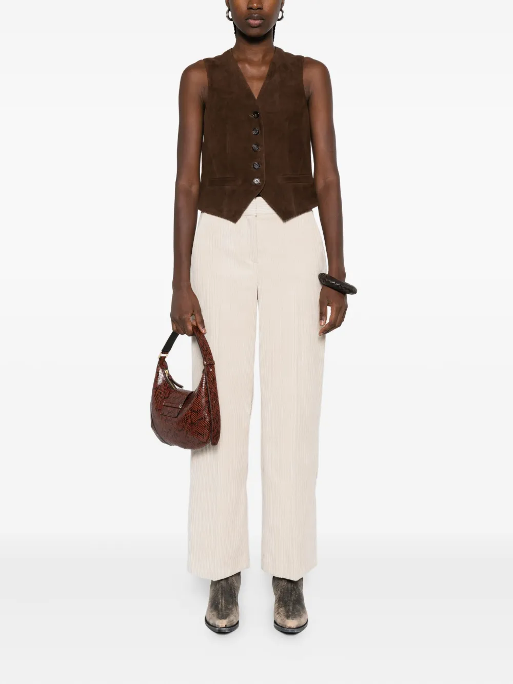  Via Masini 80 Side-pockets Ribbed Trousers - Neutrals 