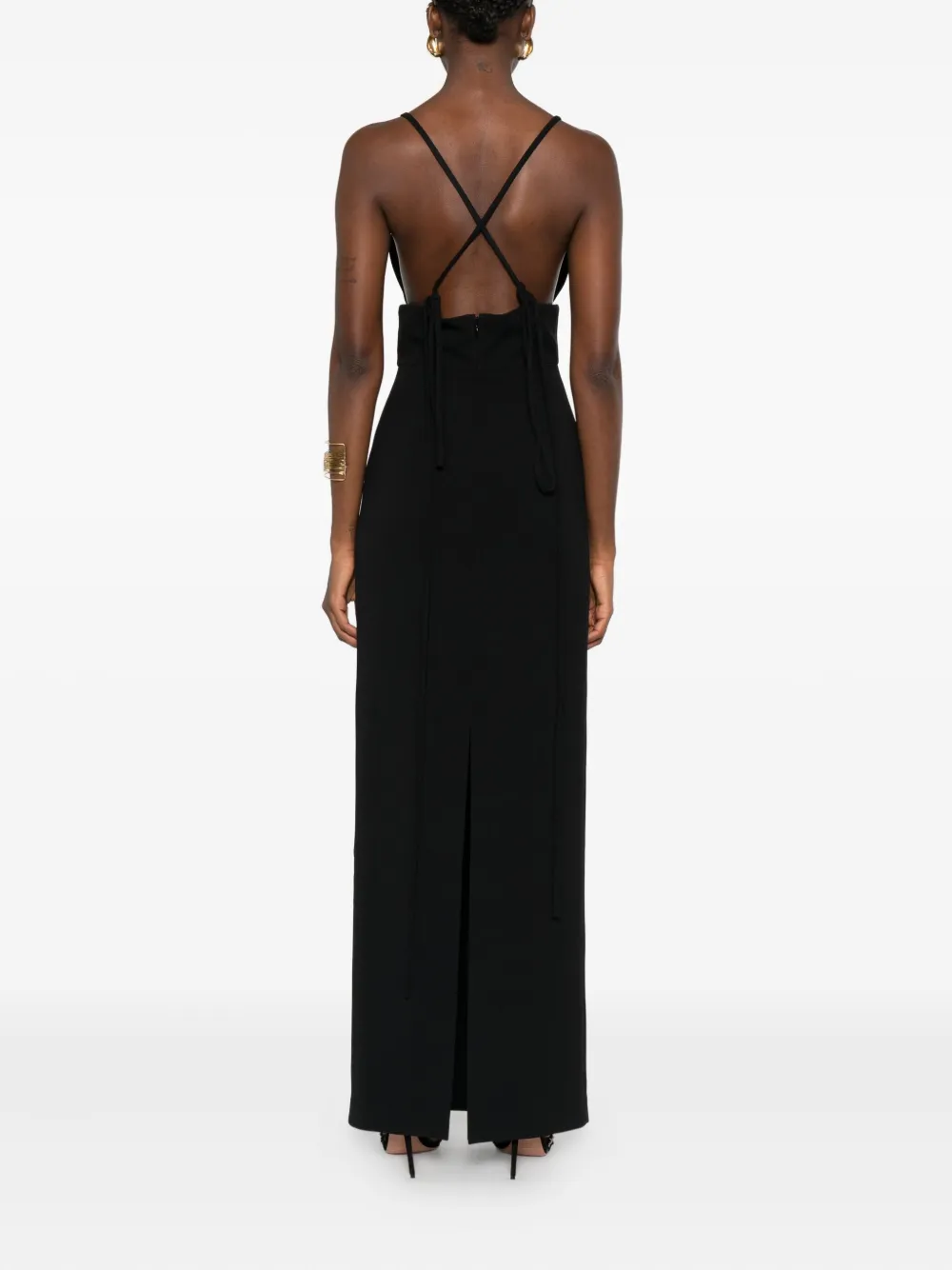 Solace London Milly maxi-jurk met gekruiste rug Zwart
