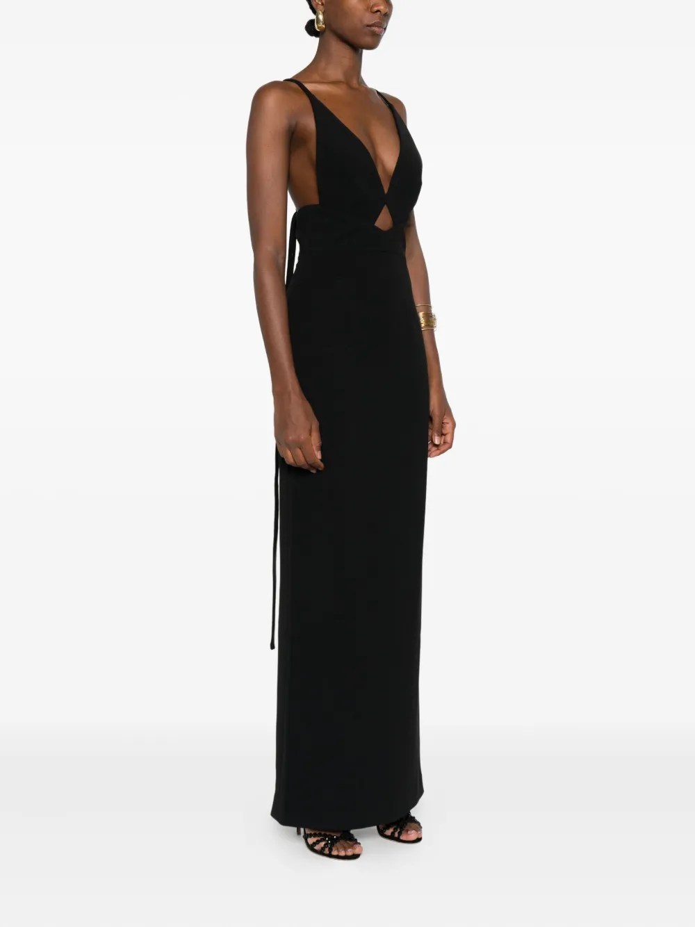 Solace London Milly maxi-jurk met gekruiste rug Zwart